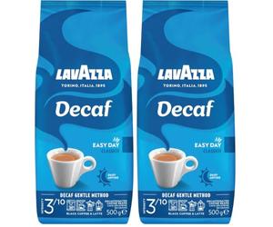 Lavazza, Caffè Decaffeinato, Coffee Beans, Ideal for Espresso or Superautomatic Coffee Machines, Aromatic Notes of Dried Fruits, Arabica and Robusta, Intensity 3/10, Medium Roasting, 500g (Pack of 2)