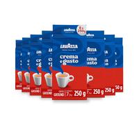 Lavazza, Crema e Gusto Classico, Ground Coffee, 8 Packs of 250g, Ideal for Moka Pot or Filtered Coffee,Rounded and Inviting Taste, Intensity 7/10,