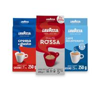 Lavazza Ground Coffee - Dark, Medium & Decaf - 3 Pack.