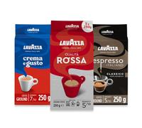 Lavazza Ground Coffee - Espresso Italiano, Rossa & Crema Gusto - 3 Pack