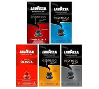 Lavazza Nespresso Compatible Aluminium Coffee Capsules Variety Pack, Flavours inc. Espresso Maestro Ristretto, Classico, Lungo, Qualita Rossa, Decaf (Pack of 5, Total 50 Pods)