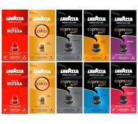 Lavazza Nespresso Compatible Aluminium Coffee Capsules Variety Pack, Flavours inc. Qualita Rossa, ORO, Espresso Maestro Lungo, Ristretto, Dek, Classico, Intenso. (Pack of 10, Total 100 Pods)