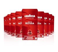 Lavazza, Qualità Rossa, 100 Aluminium Coffee Capsules Compatible with Nespresso Original Machines, Chocolate Notes, Arabica & Robusta, Intensity 10/13, Medium Roasting, 10 Packs