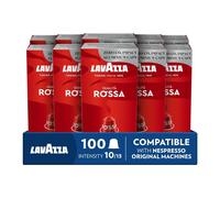 Lavazza, Qualità Rossa, 100 Aluminium Coffee Capsules Compatible with Nespresso Original Machines, Chocolate Notes, Arabica & Robusta, Intensity 10/13, Medium Roasting, 10 Packs
