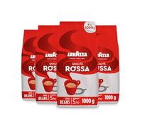 Lavazza, Qualità Rossa, Coffee Beans, 4 Packets of 1 kg, with Aromatic Notes of Chocolate and Dried Fruit, Arabica and Robusta, Intensity 5/10, Medium Roast