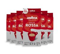 Lavazza, Qualità Rossa, Ground Coffee, 6 x 250 g, Ideal for Moka Pots, with Aromatic Notes of Chocolate and Dried Fruits, Arabica and Robusta, Intensity 5/10, Medium Roasting