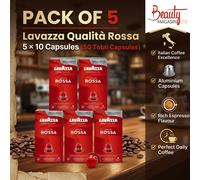 Lavazza, Qualità Rossa, 100 Aluminium Coffee Capsules Compatible with Nespresso Original Machines, Chocolate Notes, Arabica & Robusta, Intensity 10/13, Medium Roasting, 10 Packs