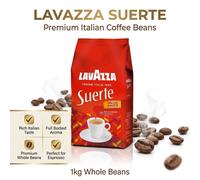 LAVAZZA Suerte Italian Espresso Coffee Beans 1 Kg Whole Bean Medium Roast for Espresso Machine 1000g