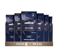 Lavazza Super Crema Espresso Coffee Beans, Medium Roast, 1 kg - Pack of 6