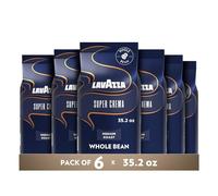Lavazza Super Crema Espresso Coffee Beans, Medium Roast, 1 kg - Pack of 6