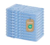 Lavea 10-piece Wash Mitt Set, Elena, 100% Cotton, Terry, Washcloth, Highly Absorbent, Soft, for Body and Face, Washable at 60 °C, Dryer Safe, Dolphin Blue, 15 x 21 cm