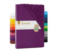 Lavea Jersey fitted sheet, Maya series, 90 x 200 cm, 100 x 200 cm, dark purple, 100% cotton, high-quality workman, with elastic band.