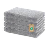 Lavea Set of 4 hand towels, 40 x 70 cm, soft and absorbent guest towels made of 100% cotton, Oeko-Tex 100 certified, washable at 60 degrees, ideal for bathroom, guest toilet, sports & fitness, silver