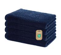 Lavea Set of 4 hand towels, 40 x 70 cm, soft and absorbent guest towels made of 100% cotton, Oeko-Tex 100 certified, washable at 60 degrees, ideal for bathroom, guest toilet, sports & fitness, navy