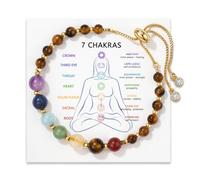 LAVEIR 7 Chakra Bracelets for Women - Crystals and Healing Stones, Yoga Meditation, Relaxing Anxiety Crystal Bracelet, Birthday, Mother's Day, Christmas, Retirement Gifts for Mom, Sister, One Size
