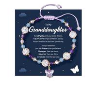 LAVEIR Adjustable Crystal Butterfly Bracelet for Granddaughter, Birthday Christmas Graduation Back to School Gifts for Girls, One Size, Stone, no gemstone