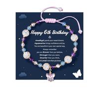LAVEIR Birthday Gift for Girls - Adjustable Crystal Butterfly Bracelet for Litter Girls, Daughter, Granddaughter, or Niece, One Size, Stone, no gemstone