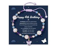 LAVEIR Birthday Gift for Girls - Adjustable Purple Butterfly Crystal Bracelet for Litter Girls, Daughter, Granddaughter, or Niece, One Size, Stone, no gemstone