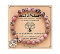 LAVEIR Birthday Gifts for Women, Tree of life Natural Stone Bracelet 40th-70th Birthday Gifts, Stainless Steel, no gemstone