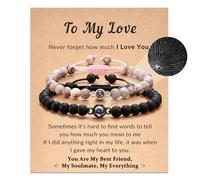 LAVEIR Gifts for Couples 100 Language I Love You Matching Bracelet Gifts for Boyfriend Girlfriend, Stone, no gemstone