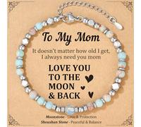 LAVEIR Gifts for Mom from Daughter or Son - Moonstone Bracelet for Women, Mama Bracelet as Birthday, Christmas, Mother's Day, or Valentine's Day Gifts, One Size, Stone, no gemstone