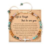 LAVEIR Inspirational Cross Bracelets for Girl Perfect Gifts for Daughter, Niece, Granddaughter, Nurse, and Friends, A Reminder of Strength, Faith, and Love, One Size, Stone, no gemstone