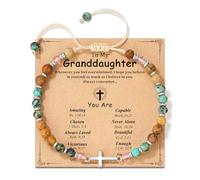 LAVEIR Inspirational Cross Bracelets for Girl Perfect Gifts for Daughter, Niece, Granddaughter, Nurse, and Friends, A Reminder of Strength, Faith, and Love, One Size, Stone, no gemstone