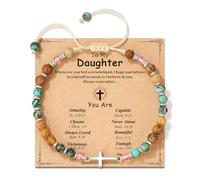 LAVEIR Inspirational Cross Bracelets for Girl Perfect Gifts for Daughter, Niece, Granddaughter, Nurse, and Friends, A Reminder of Strength, Faith, and Love, One Size, Stone, no gemstone