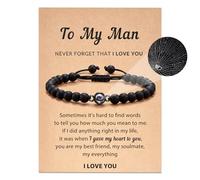 LAVEIR Love Gift for Men, Natural Stone Bracelet Gifts for Boyfriend/Husband from Girlfriend Wife, 8 inches, Stainless Steel, no gemstone