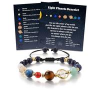 LAVEIR Solar System Bracelet - Eight Planets Beaded Bracelet with Natural Stones, Adjustable Jewelry Gifts for Teen Girls, Daughter, Granddaughter, Space Lovers, One Size, Stone, no gemstone
