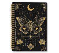 laveliabel Gothic Witchy Butterfly Spiral Notebook, Mystical Celestial Moth Journaling Notebooks, Aesthetic Moon Floral Goth College Ruled Spiral Notebook for School Office Supplies, 5.5x8.3 Inches