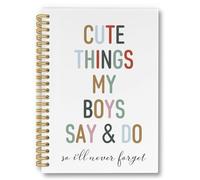 laveliabel Parents Appreciation Gifts Spiral Notebook, Memory Keepsake Gifts for Moms and Dads, BabyShower Gift, Cute Things My Boys Say & Do College Ruled Spiral Notebook for Parents, 5.5x8.3inch