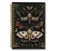 laveliabel Vintage Butterfly Gothic Spiral Notebook, Moody Mystical Witchy Journaling Notebooks, Aesthetic Moon Floral Goth College Ruled Spiral Notebook for School Office Supplies, 5.5x8.3 Inches