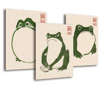 LAVEMA Hoji Frog Poster Set (30 x 42 cm) without Picture Frame, Japanese Pictures, Hokusai Wall Decoration, Tokyo Wall Art Decor, Japandi Poster, Aesthetic Frog Painting, Art Pictures, Bathroom