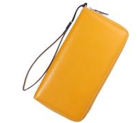 Lavemi Small Compact Women Wallet RFID Blocking Genuine Leather Bifold Purse with ID Windows, 1- Pebbled Yellow, One Size