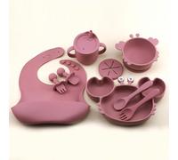 Laven & Ivory 9-Piece Baby Silicone Feeding Set - Suction Plate, Bowl, Sippy Cup, Bib, Fork & Spoon - BPA-Free Baby Dinner Set for Weaning - Dishwasher & Microwave Safe - Baby Led Weaning Essentials