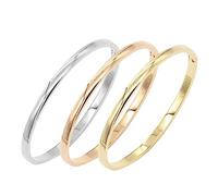 Lavencious 4 mm Width Stainless Steel Plain Bangle Polished Finish Oval Shape Classic 7 Inches Bracelet Silver Gold and Rose Gold 3 Pieces Set, 7", Stainless Steel, no gemstone