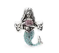 Lavencious Mermaid Stretch Ring Antique Silver Tone Pink Aquamarine Crystals for Women Statement Rings for Sizes 7 to 8, Crystal, Crystal