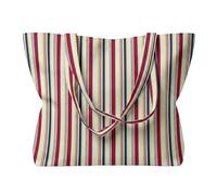 lavendel 100% Cotton Tote Shoulder Bag with Inner Pocket - Premium Digital Prints, Reusable Shopping Bag for Everyday, Casual & Beach Use - Modern Designs (Crimson Stripe)