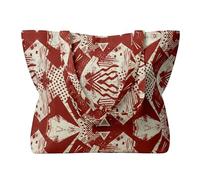 lavendel 100% Cotton Tote Shoulder Bag with Inner Pocket - Premium Digital Prints, Reusable Shopping Bag for Everyday, Casual & Beach Use - Modern Designs (Mesa Red)