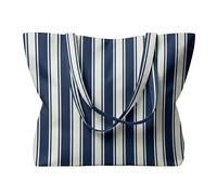 lavendel 100% Cotton Tote Shoulder Bag with Inner Pocket - Premium Digital Prints, Reusable Shopping Bag for Everyday, Casual & Beach Use - Modern Designs (Harbor Stripe)