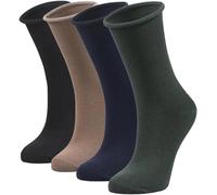 lavendel Women's Bamboo Socks, 4 pairs, roll top, soft, comfortable, seamless, soft top, ladies colourful socks, UK size 4-7 school socks (UK, Numeric, 4, 7, Regular, Regular, Dark Colours)