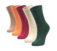 lavendel Women's Bamboo Socks, 5 pairs multipack, Soft Breathable Seamless Ribbed Knit Soft Top Casual Formal Calf Socks Multicolor, UK size 4-7