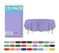 Lavender 12 Pack Standard Disposable Plastic Party Tablecloth 84" Inch Round Table Cover By Zimpleware
