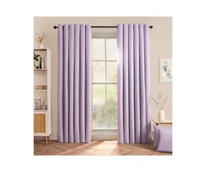 (Lavender, 167cm width x 183cm drop) OHS Woven Texture Eyelet Curtains Soft Cosy Luxurious Home Living Room Bedroom Decor Fully Lined Blackout Window Dressing