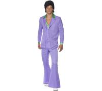 Smiffys Lavender 70s Suit Costume, Purple Jacket with Mock Shirt, Waistcoat & Trousers, 1970's Disco Fancy Dress, 1970s Dress Up Costumes