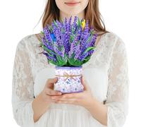 Lavender 3D Pop-Up Card, Floral Greeting for Mother’s Day, Birthday, Anniversary, or Spring, Flower Bouquet with Butterflies for Mom Grandma Wife Anut Sister with Envelope and Note Card