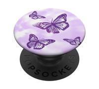 Lavender Aesthetic Pastel Butterfly and Lilac Tie Dye PopSockets Adhesive PopGrip
