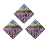 Lavender And Butterflies Car Air Freshener, 3 Pcs Rhombus Hanging Air Freshener Cards, Long Lasting Fragrance Scented Cards for Car, Home, Office Black-style