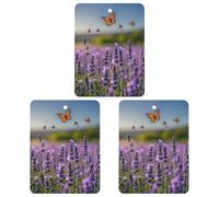 Lavender And Butterflies Car Air Freshener, 3 Pcs Square Hanging Air Freshener Cards, Long Lasting Fragrance Scented Cards for Car, Home, Office White-style